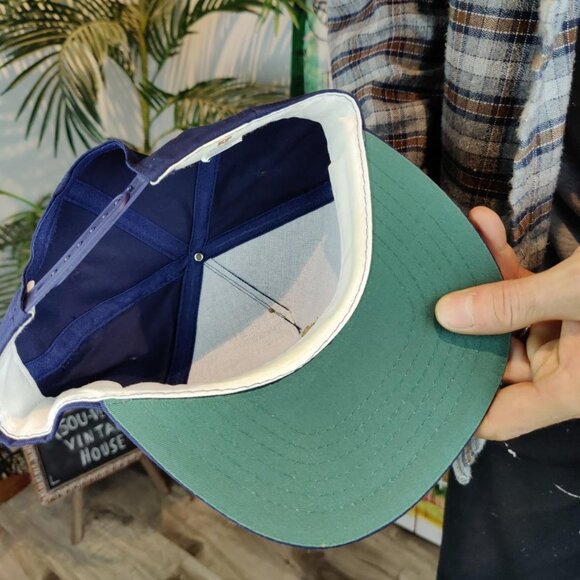 Vintage 90s 'Freemasons' navy blue/green snapback cap - Picture 3 of 4